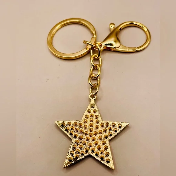 Star pink rhinestone key chain. Key ring. Purse, bag, backpack charms. Bling - Picture 4 of 4